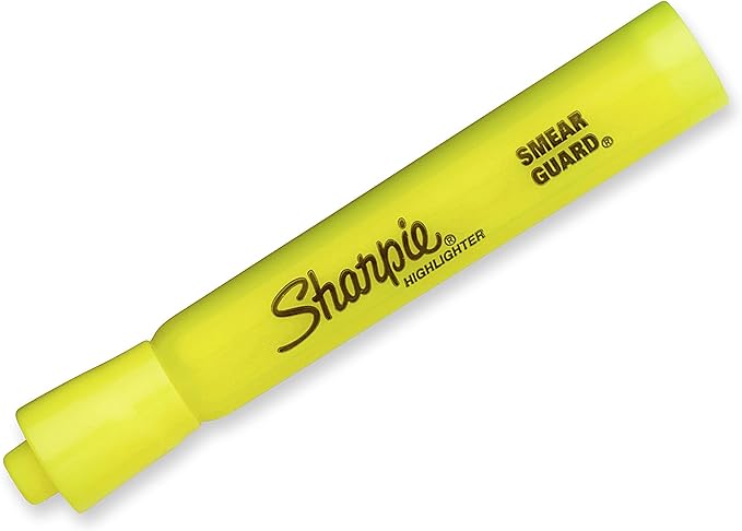 SHARPIE Tank Highlighters Chisel Tip Yellow | Fluorescent | Smear Resistant | For Writing | 12 Count, Pack of 12