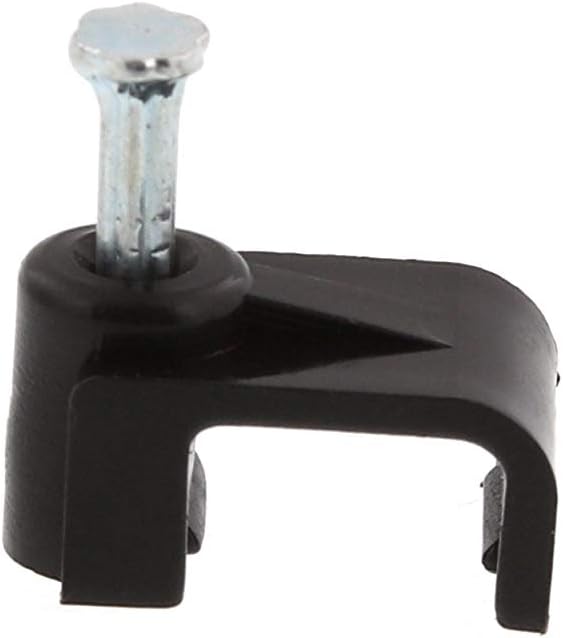 Secure 8.5mm Black Flat Nail Cable Clip for Coax, Ethernet, and Telephone Cable Management - 100 Pack