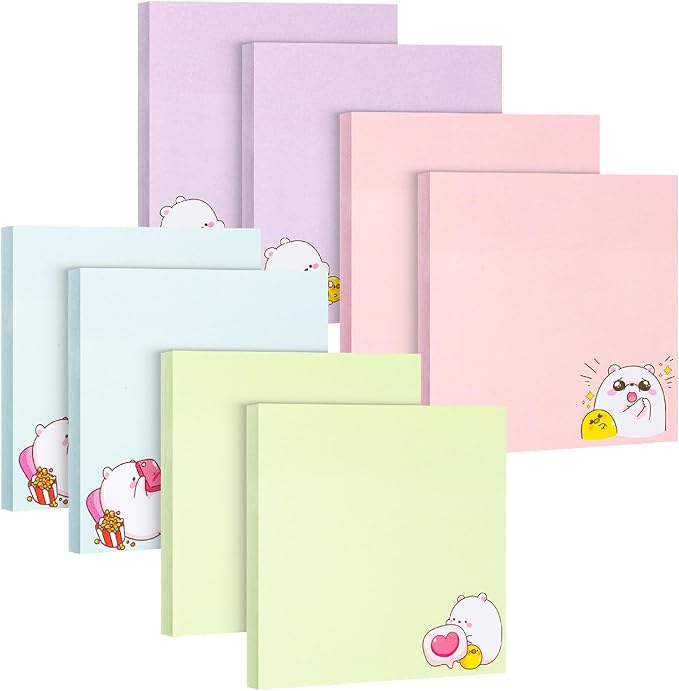 Mr. Pen- Sticky Notes, 3”x3”, 8 Pads, 400 Sheets, Cute Bear Sticky Notes, Sticky Pads Aesthetic