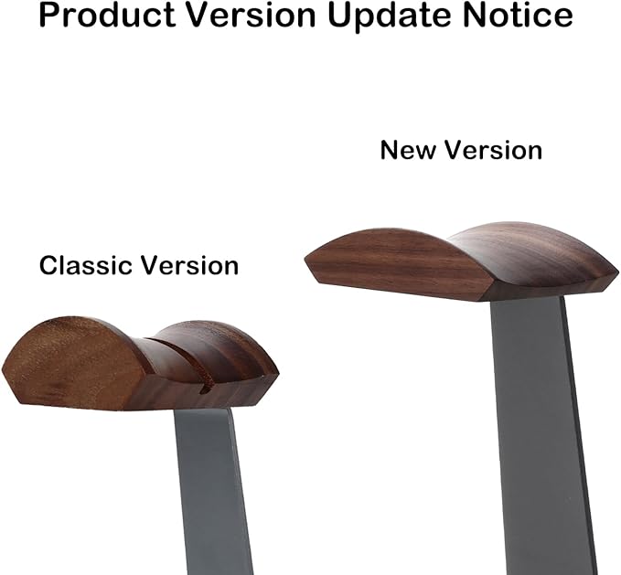 Walnut Headphone Stand, Wooden Headset Stand for Desk, Wood Gaming Headphone Holder with Storage Base for Airpod max, Bose, Razer, Sennheiser, Jabra, JBL, AKG, Vintage Gift for Men