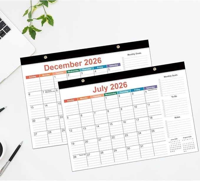 2026 Desk Calendar - 18 Months Calendar from January 2026 to June 2027, Desk Calendar 2026-2027 with Thick Paper, 12" x 17", Colorful
