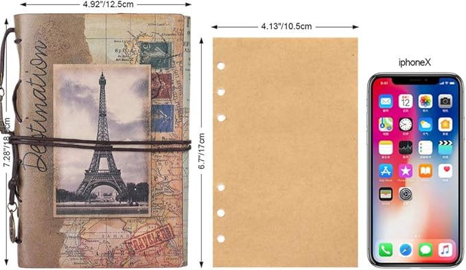 Leather Writing Journal Notebook, MALEDEN Vintage Traveler Notebook Sketchbook Classic Refillable Diary Planner for Girls and Boys with Blank Paper and Zipper Pocket