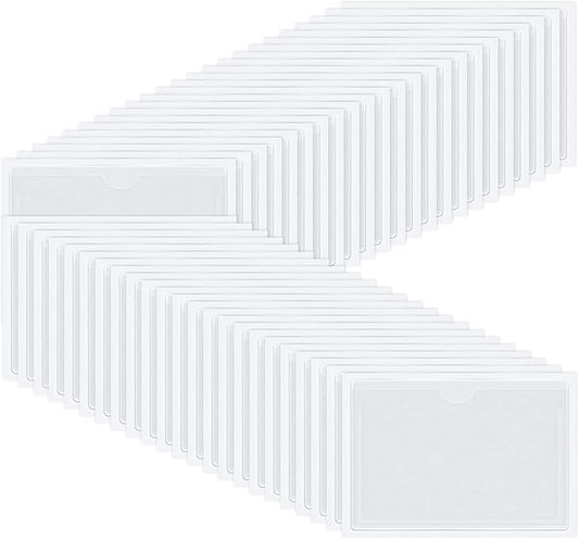 Chinco 30 Pcs Self Adhesive Pockets, Bin Labels for Storage Bins, Clear Pocket Label Sleeves, Plastic Index Card Holder with Top Open for Organizing Bins Box Drawer(5 x 7 Inch)
