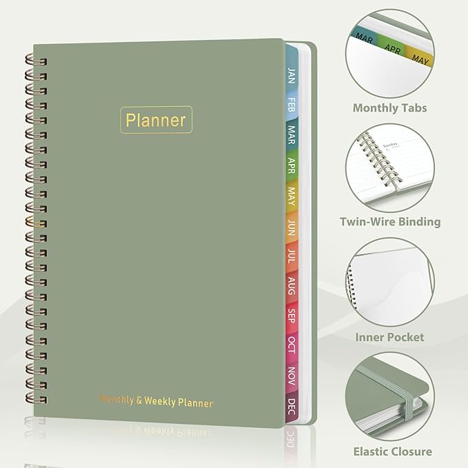 2026 Planner, 8.5" x 11" Weekly and Monthly Large Calendar Planner, Letter Size, Jan - Dec 2026, Hardcover Daily Agenda and Organizers for School Essentials & Office Supplies