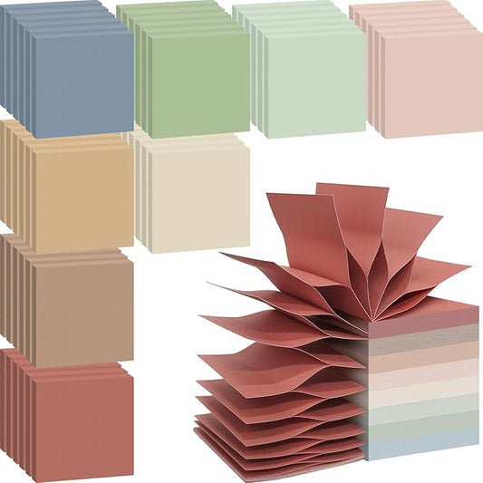 48 Pack Pop Up Sticky Notes 3x3, 8 Bright Colors Accordion Sticky Notes Bulk, Self Sticky Notes Pads for School, Office Supplies, Desk Accessories, Morandi