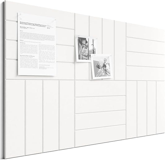 Bumusty Large Cork Board Alternative-36 x 24" Felt Bulletin Board Tiles, with 30 Pushpins, 40 Adhesive Tabs, 6-Pack Slat Wall Paneling, Cork Boards for Office Push Pin Board Felt Board-Milky White