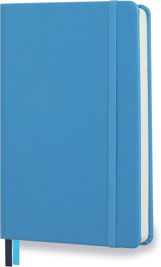 Minimalism Art, Premium Hard Cover Notebook Journal, Classic 5" x 8.3", 122 Numbered Pages, Gusseted Pocket, Ribbon Bookmark, Extra Thick Ink-Proof Paper 120gsm, San Francisco (Squared, Blue)