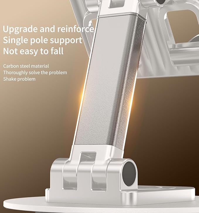 360° Degree Rotating Mobile Phone Holder,Fully Adjustable Foldable Desktop Phone Holder Stand Base,Foldable Desktop Cell Phone Stands for iPhone17 16 15 Pro Max Plus iPad Samsung (K39B-White)