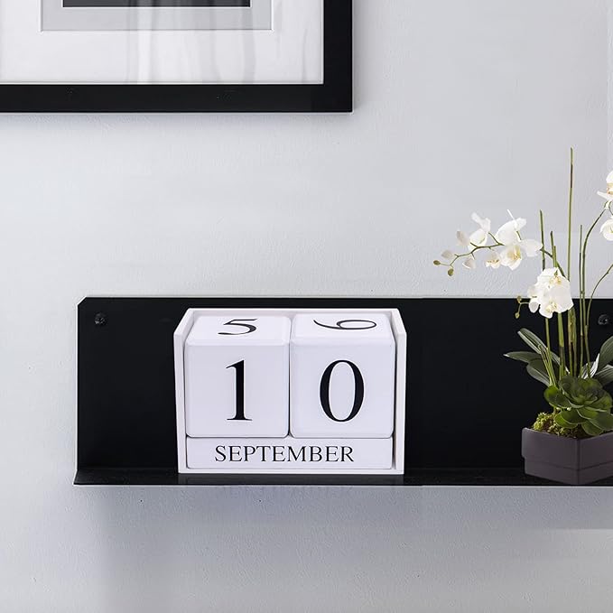Notakia Wooden Gaobei Desk Blocks Calendar Perpetual Block Month Date Display (Large white)