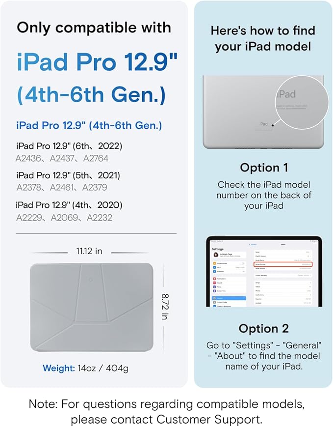 MOFT Dynamic Folio Tablet Stand for Desk Compatible with iPad Pro 12.9" (6th 2022 | 5th 2021 | 4th 2020), Slim Magnetic Tablet Holder Case with 20+ Viewing Angles, Cement x Sapphire