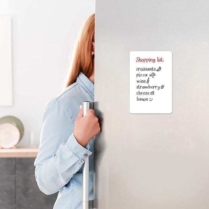 Small Magnetic Whiteboard for Fridge 5x7 in - Dry Erase Board for Refrigerator - Small Magnet List for Frig - Magnetics White Board Sheet - Fridge List Magnet - Mini Magnetic Grocery Shoping
