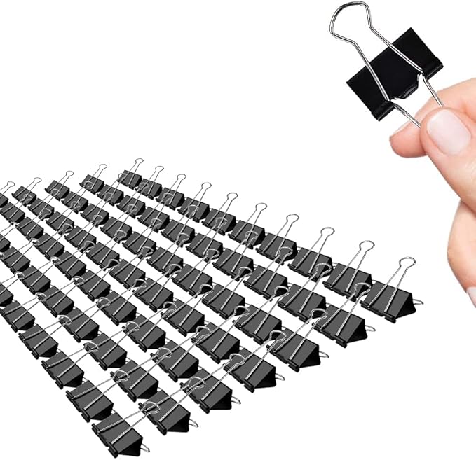 Office Binder Clips - 1 Inch, 72 Pack, Black, 0.47 Inch Capacity, Standard 25mm ClampsOffice Binder Clips - 1 Inch, 72 Pack, Black, 0.47 Inch Capacity, Standard 25mm Clamps