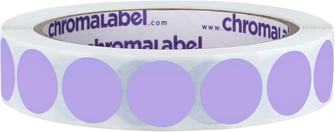 ChromaLabel 3/4 Inch Circle Sticker Labels, Easy to Write On Round Colored Stickers, Removable Sticky Dots - 1000 Color Coding Labels per Roll, Lavender Dot Stickers
