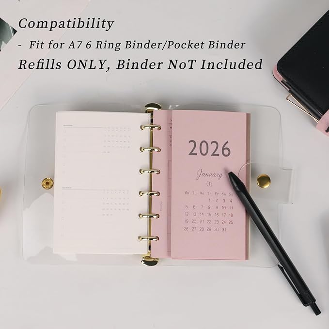 Koqye 2026 A7 Tri-Fold Monthly Planner Refills Kit, Foldable 5x3.1 in, Colorful Monthly Refills Jan-Dec 2026 with Goals, To-Do Lists, Notes, for Planning Organization