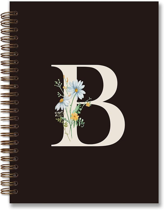 Trendy Personalized Journal Hardcover Spiral Notebook,Black Initial Letter B Notebook,Monogrammed Gifts for Women Teen Girl,College Ruled Hardcover Spiral Notebook 5.5 x 8.3