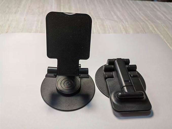 Cell Phone Stand, 360 Rotating Phone Stand, Fully Adjustable and Foldable Desktop Phone Stand. The Base of The Stand is Suitable for All Types of Mobile Phones. (Black)