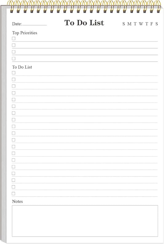 Yaridar To Do List Notepad - A5 Undated Daily Planner, 50 Sheets To Do List Notebook for Work, Spiral Waterproof Notepad for Office Supplies, School Planner, 5.8" x 8.3"