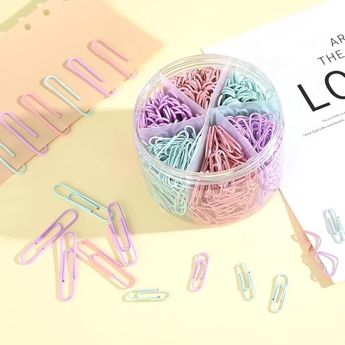 Macaron Colored Paper Clips,420 pcs Paper Clips Assorted Sizes, Large Medium(1.3 inch & 2 inch) Paperclips, Paper Clip for Paperwork Office School and Personal Use
