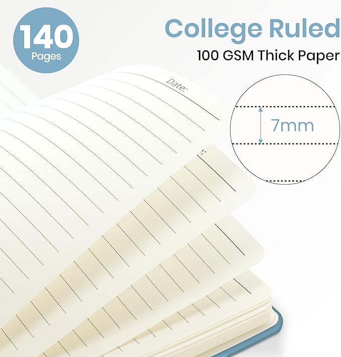 Lined Spiral Journal Notebook for Women, A5 College Ruled Journals for Writing, Hardcover Notebooks for Work, Note taking and Office School Supplies,140 Pages - Baby Blue