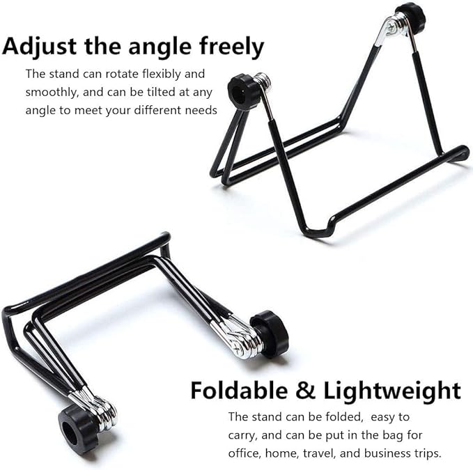 Adjustable Tablet Stand Holder, Non-Slip Foldable Holder Cradle Fit for 9-12.9" Tablets, iPad, Samsung and Kindle Fire, Display Stands Picture Frame Stand for Photos (Large Black)