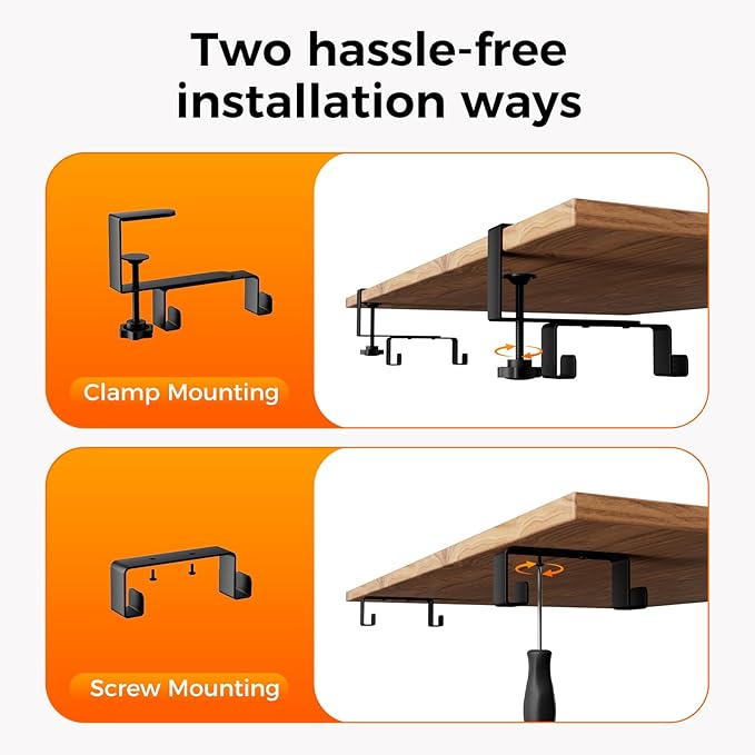Cable Management Tray Under Desk , 38" No Drill Cable Organizer with Clamp/Screw Mount,Wire Cord Organizer for Table, Cable Tray for Office, Home