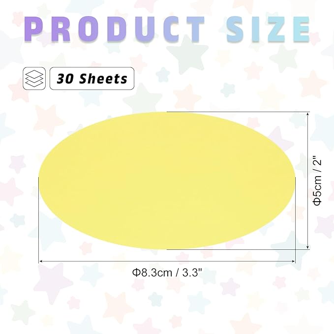 MECCANIXITY 30pcs Oval Card Stock 3-3/10 Inch 50lb/180gsm Thick Cutouts Coaster Paper for Craft Bulletin Board Decor, Light Yellow