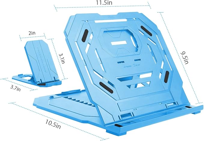 Drawing Tablet Stand, Laptop Foldable Stand for Tablet Display, 9 Levels Adjustable Angles with a Built-in Phone Holder, for 12-17 inch Drawing Tablet, Smartphones