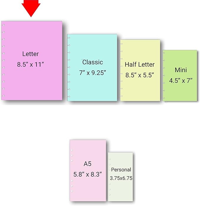 Undated Weekly Planner Inserts fits 11-Disc Letter Size. Fits; TUL Letter, Staples ARC Notebook, Levenger Circa, NOTIQ Letra 11-Disc (XL1), Marta Stewart (11 Disc, Letter)