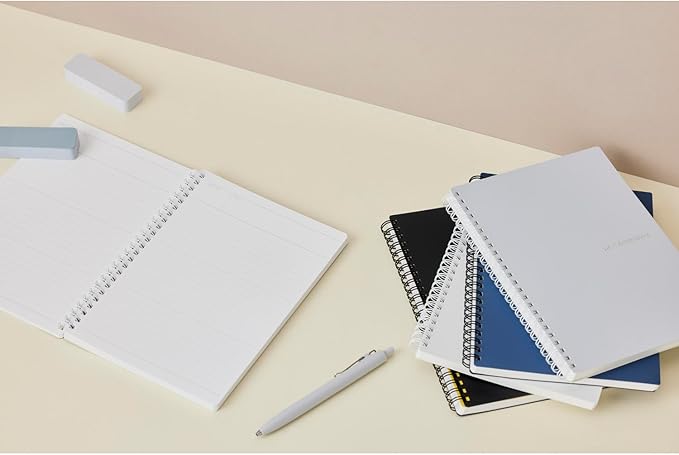 Maruman MNEMOSYNE Soft Cover Notebook 8.27 x 5.83 Inches (A5), 7mm ruled 24-line, 80 Sheets, Light Gray, 1 ea. (N295-51)