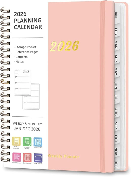 2026 Planner, Weekly and Monthly Calendar Planning Agenda, Jan 2026 - Dec 2026, Academic Planner Book, Desk Accessories and Office Supplies for women & men - A5 (6.3'' x 8.5'')