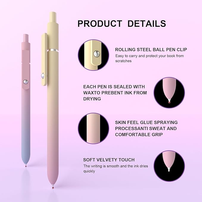 Gel Pens,0.5mm Fine Point Quick Dry Black Gel Pen,Smooth Writing,High-End Series Aesthetic Pen for Journaling Note Taking,Happy Birthday Gift Basket (10 Pcs Black Ink-Gradient shaft pens)