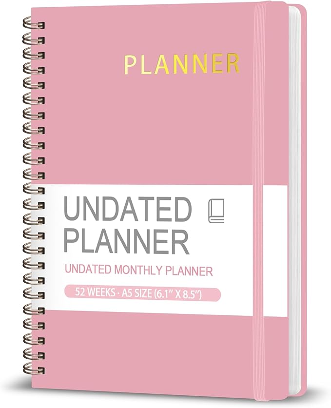 Undated Weekly Planner, Weekly To Do List Notebook with Goal, Organizer & Habit Tracker, A5 Daily Planner with Spiral Binding, Ideal for Office School Suppies