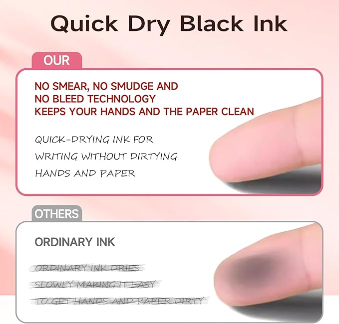 RIANCY Premium Pink Gel Pens - Smooth Writing, Quick Dry, Set of 6 - Ideal for Journaling, Note-Taking, Art Supplies