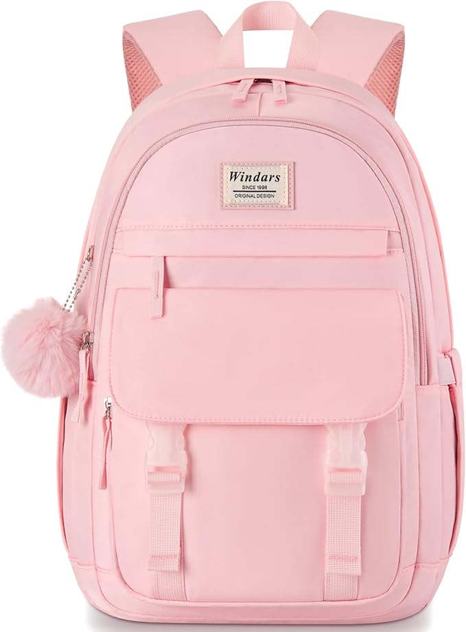 School Backpack for Teen Girls, Cute College Backpacks for Women Students Aesthetic Bookbag Large 15.6 Inch Laptop Bag Middle School Travel Back Pack (Pink)