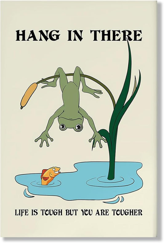 Hang In There Motivation Poster Frog Print Home Wall Art Mental Health Print Motivational Quote Poster Therapy Office Wall Decor Unframed 16x24inch