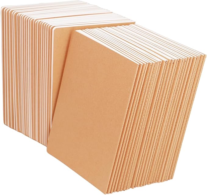 48 Pack A5 Lines Notebook Bulk Kraft Cover College Ruled, Lined Paper Travel Journals Composition Diary Subject Notebooks Planner, 60 Pages, 8.3”x 5.5”
