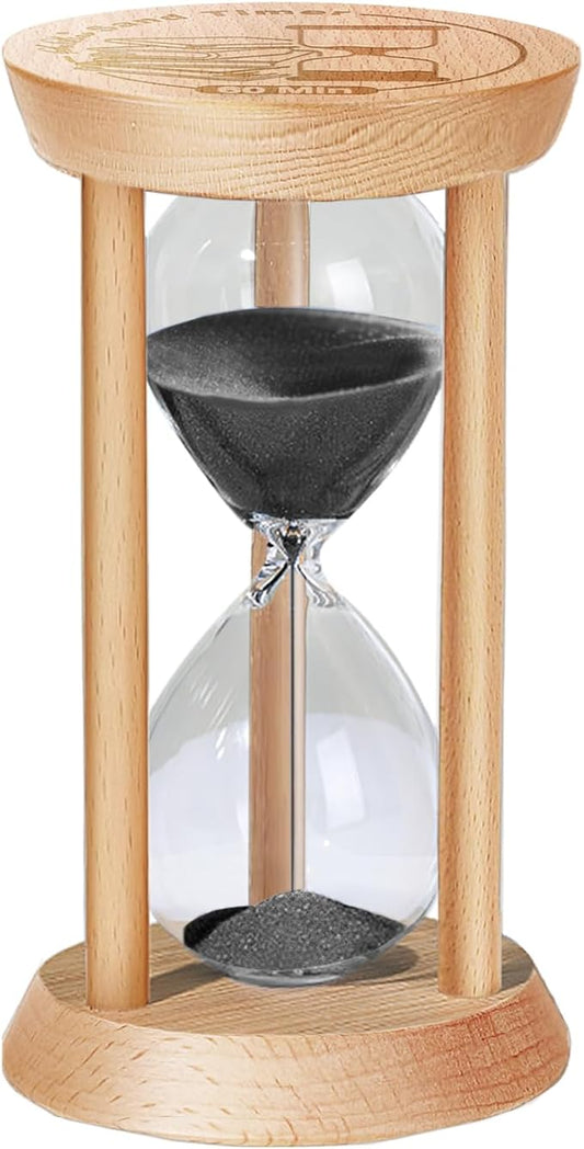 SuLiao Wooden Sand Timer 60 Minute Hourglass, Wood Black Sand Clock, Small Watch 60 Min Timer, Hour Glass Sandglass for Home, Reloj De Arena, Office, Decorative, Game, Classroom