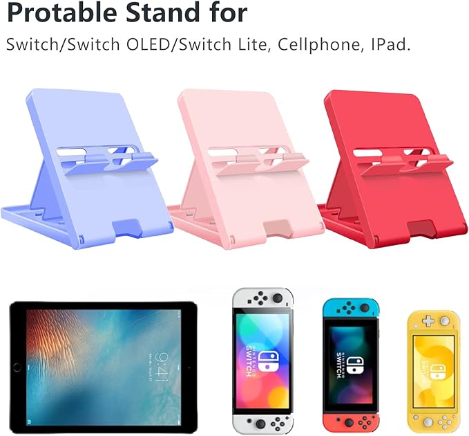 Stand Compatible with Nintendo Switch, Adjustable Switch Playstand, Foldable Phone Stand for Desk, Compact & Portable Switch Holder Accessories (Red)