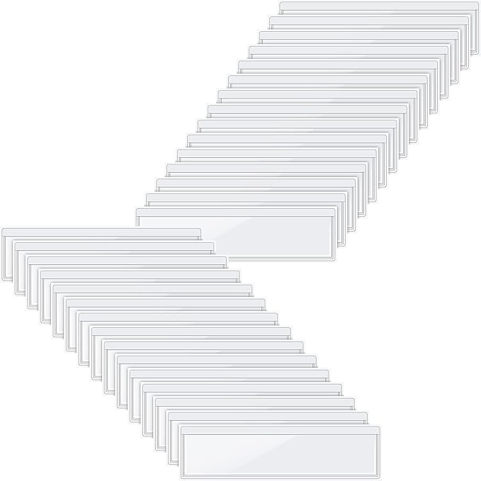 30 Pack Self-Adhesive Index Card Pockets with Top Open for Loading - Ideal Index Card Holder for Organizing and Protecting - Crystal Clear Plastic(1.2 x 4.4 Inches)