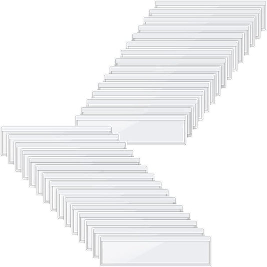 30 Pack Self-Adhesive Index Card Pockets with Top Open for Loading - Ideal Index Card Holder for Organizing and Protecting - Crystal Clear Plastic(1.2 x 4.4 Inches)