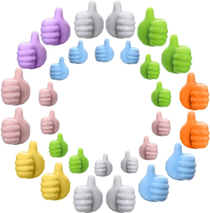30Pcs Creative Silicone Thumb Wall Hook - Multifunction Adhesive Cable Clip ，self Adhesive Thumb Hook Cable Organizer Clips Key Hanger (30)