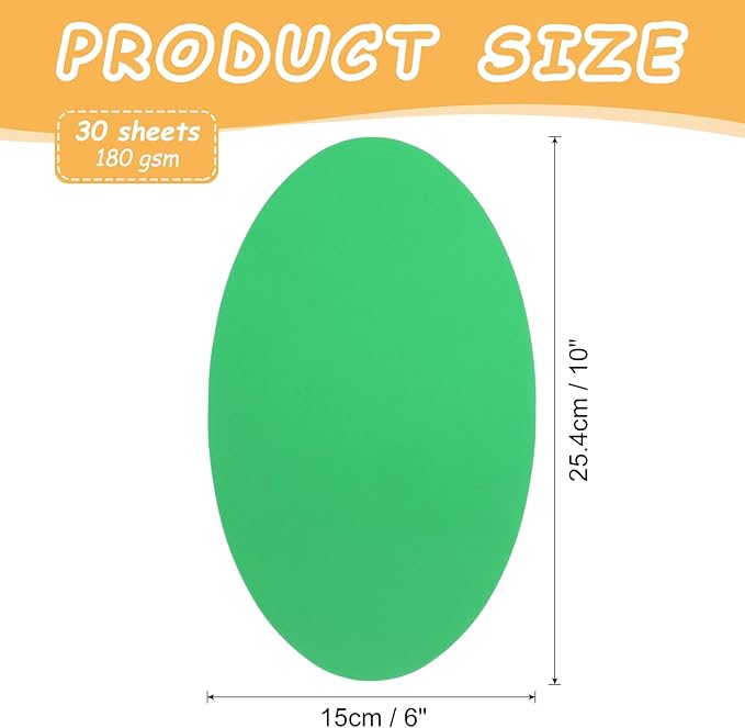 MECCANIXITY 10 Inch Oval Card Stock, 30 Pcs Colored Cutouts Paper Thick Cardstock Coaster for DIY Craft Projects Classroom Bulletin Board Decor, Green