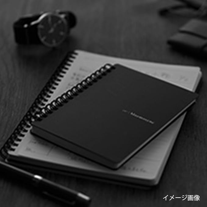 Maruman Mnemosyne Lined Notebook- A4, 11.69" x 9.25", 70 Sheets / 140 Pages, 7mm College Ruled Journal, Perforated Pages & Wire-Bound to Lay Flat, Black, Made in Japan