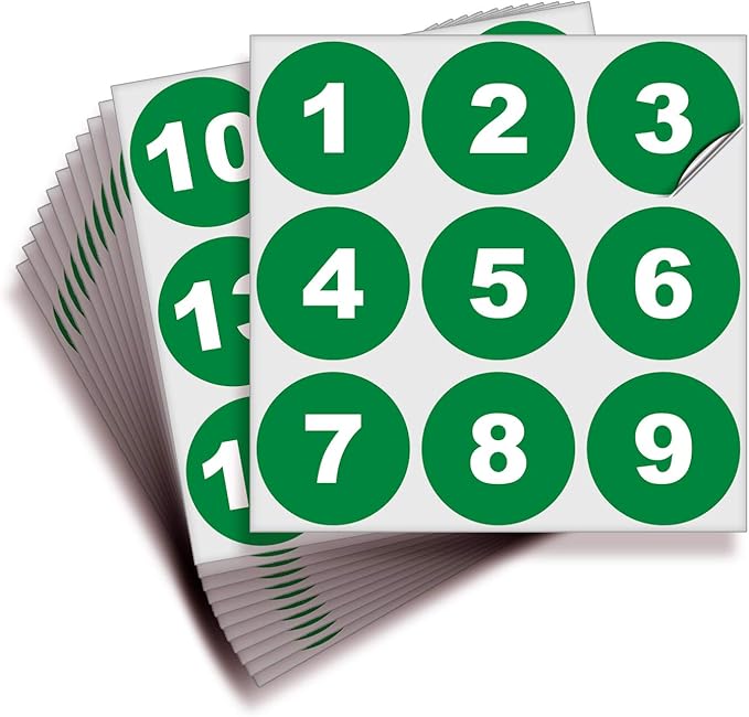 iSYFIX Green Consecutive Number Stickers – 1 to 100, 2-inch, 1 Set – Vinyl Self Adhesive Premium Decal, Ideal for Inventory, Storage, Organizing, Boxes, Bins, Toolbox, Lockers & More, Indoor/Outdoor