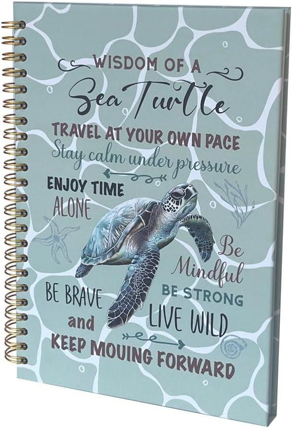 Cute Notebooks Journal For Women - Sea Turtle Dairy Funny Hardcover College Ruled Lined,5.8"X8.3",Pretty Spiral Meeting Notebook,Gifts For Sea Turtles Lover Men Friends On Birthday Christmas Mothers Day (Green)
