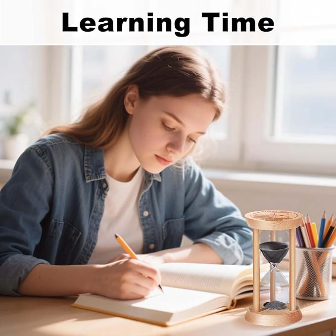 1 Minute Hourglass, 1 Min Wooden Sand Timer, Wood Sand Watch, One Minute Mini Hour Glass, Reloj De Arena, Small Sandglass for Toothbrush Timer, Cooking, Decorative, Work, Game, Gift, Black