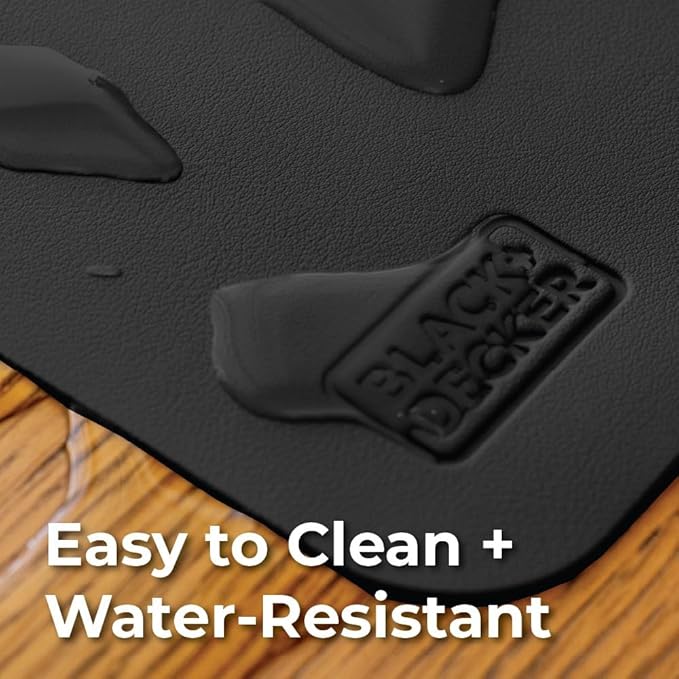 BLACK+DECKER Water-Resistant Nightstand Mat, 7.5" x 11" – Protects Nightstands from Liquids & Dirt, Travel-Ready, Stylish PU Leather Protector, Night Stand Covers, End Side Table Pad, Coffee Table Top