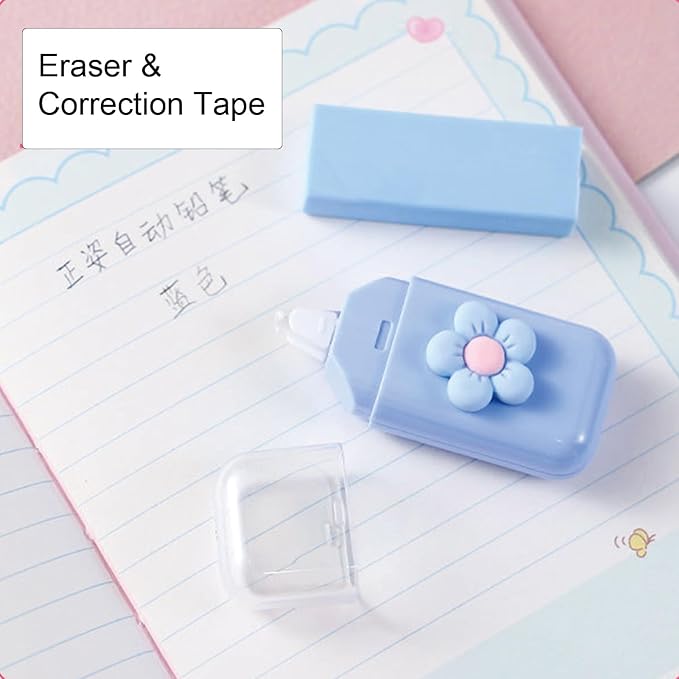 8 Pcs Cute Pink Stationery Set for Girls Boys Kids Women Back to School Supplies Office Supplies Kawaii Candy Colors Stationery Gift (Pink)