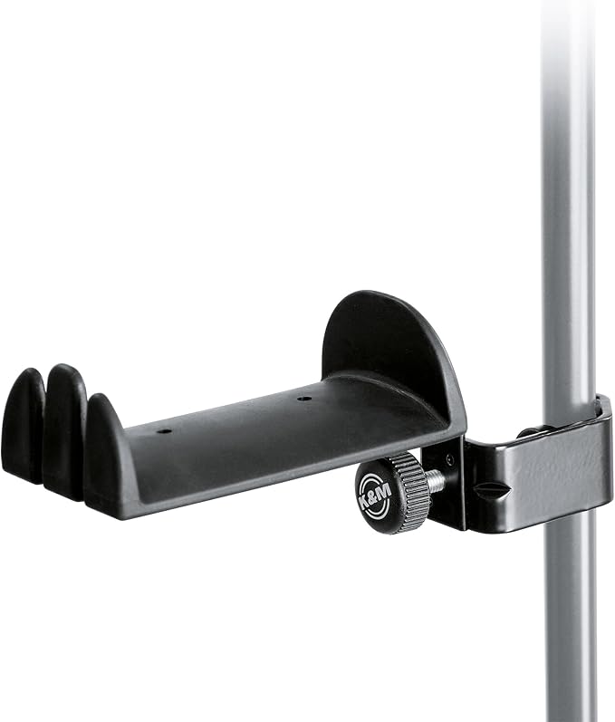 K&M Konig & Meyer 16080.000.55 Headphone Clamp-On Tube Holder | Protective Rubber Padded Arm | Slip-Resistant | Steel Design | Headset Accessory w/ Earbud / Headphone Jack Cable Rack | German Made
