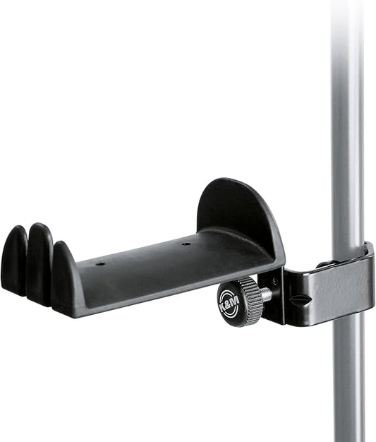 K&M Konig & Meyer 16080.000.55 Headphone Clamp-On Tube Holder | Protective Rubber Padded Arm | Slip-Resistant | Steel Design | Headset Accessory w/ Earbud / Headphone Jack Cable Rack | German Made